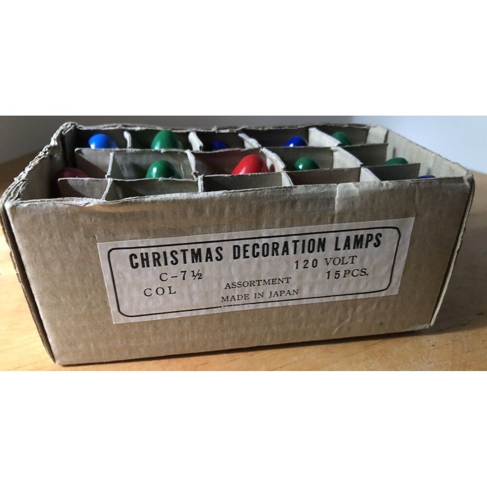 Box Vintage Christmas Light Bulbs 15 Made In Japan Unoriginal Box